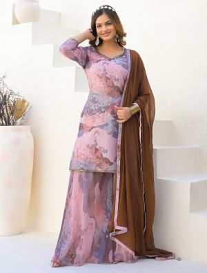 Multicolor Imported Georgette Ready To Wear Palazzo Suit swatch FABSL22185