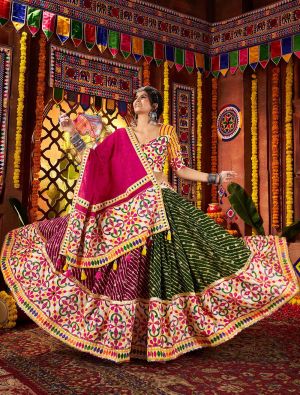 Multicolor Viscose Cotton Navratri Special Ready To Wear Lehenga small FABLE20458