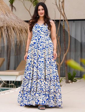 off white rayon flared trendy gown   fabgo20367