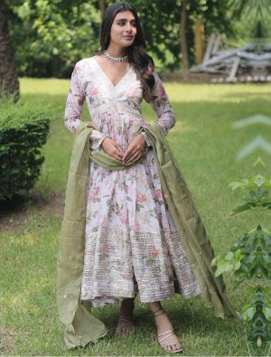 off white russian silk flared anarkali gown with dupatta fabgo20275