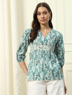 pastel green cotton trendy top fabku21061