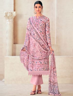Pastel Pink Pure cotton Salwar Kameez With Crosio Lace small FABSL21602