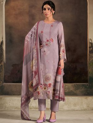 Pastel Purple Muslin Ready To Wear Salwar Kameez FABSL22201