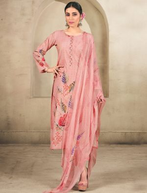 Pink Cotton Floral Printed Ready To Wear Salwar Kameez FABSL22207