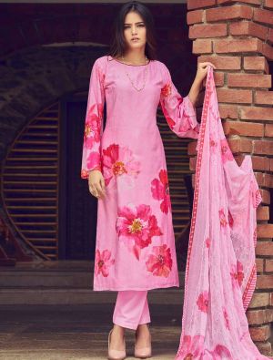 Pink Muslin Digital Printed Elegant Salwar Kameez FABSL22025