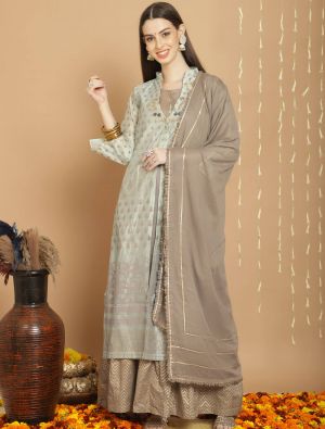 Pista Green Chanderi Silk Semi Stitched Salwar Suit small FABSL21736
