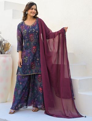 Purple Imported Georgette Ready To Wear Palazzo Suit swatch FABSL22186