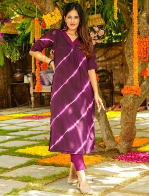 purple muslin elegant kurti with bottom fabku20963