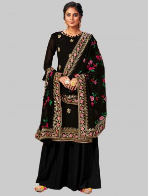 Black Georgette Straight Suit with Dupatta small FABSL20008
