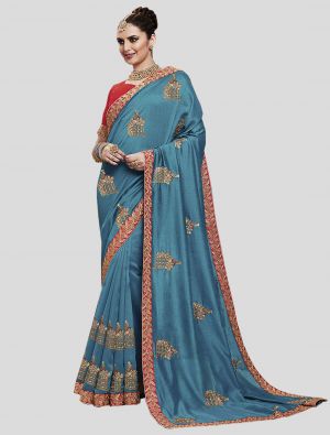 Blue Soft Art Silk Designer Saree small FABSA20172