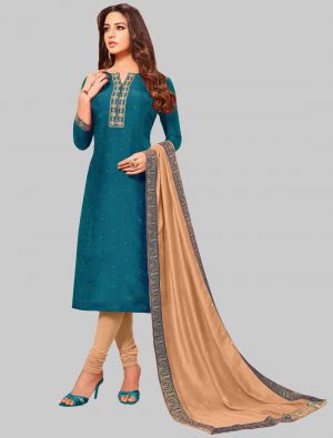 Blue Soft Silk Straight Suit with Dupatta small FABSL20044