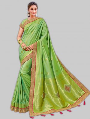 Green Weaved Silk Designer Saree small FABSA20043
