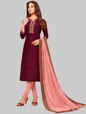 Magenta Pink Soft Silk Straight Suit with Dupatta small FABSL20043