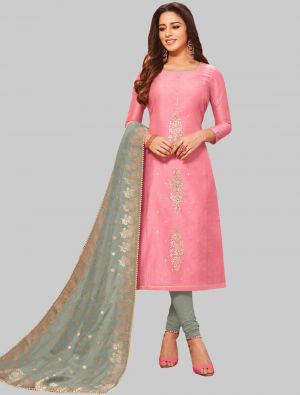 Pink Modal Silk Straight Suit with Dupatta small FABSL20052