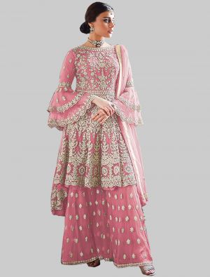 Pink Net Sharara Suit with Dupatta small FABSL20003