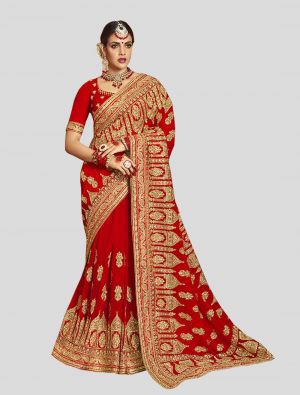 Red Georgette Designer Saree small FABSA20202