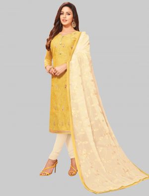 Yellow Modal Silk Straight Suit with Dupatta small FABSL20056