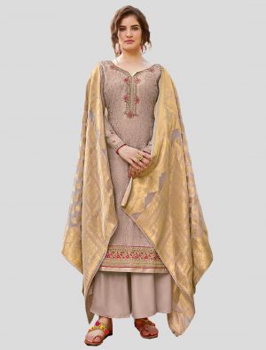 Grey Tussar Art Silk Straight Suit with Dupatta small FABSL20074