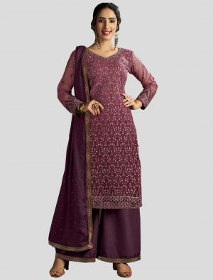 Wine Net Straight Suit with Dupatta small FABSL20099