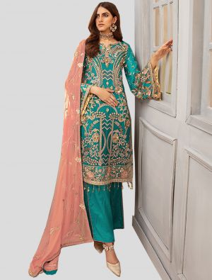 Blue Georgette Straight Suit with Dupatta small FABSL20131