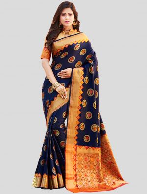 Navy Blue Banarasi Art Silk Designer Saree small FABSA20380