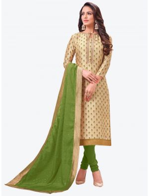 Beige Chanderi Silk Straight Suit with Dupatta small FABSL20159