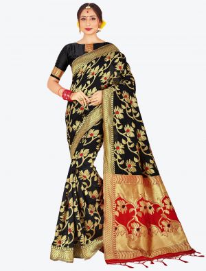 Black Banarasi Art Silk Designer Saree small FABSA20518