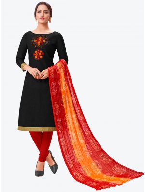 Black South Cotton Straight Suit with Dupatta small FABSL20152