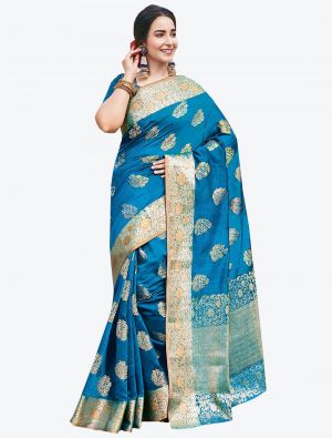 Blue Art Silk Designer Saree small FABSA20463