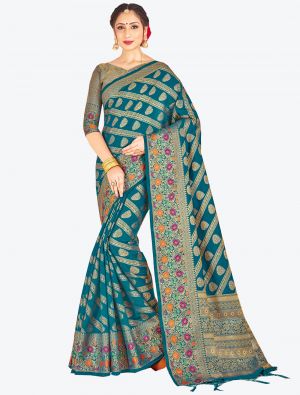 Blue Banarasi Art Silk Designer Saree FABSA20535