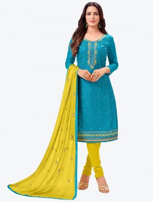 Blue Modal Silk Straight Suit with Dupatta small FABSL20145
