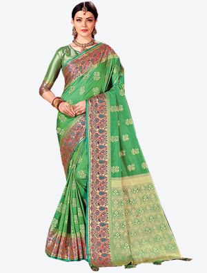 Green Art Silk Designer Saree small FABSA20466