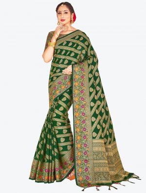 Green Banarasi Art Silk Designer Saree small FABSA20537
