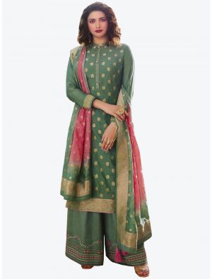 Light Green Jacquard Silk Straight Suit with Dupatta small FABSL20169