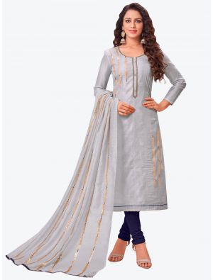 Light Grey Modal Silk Straight Suit with Dupatta small FABSL20157