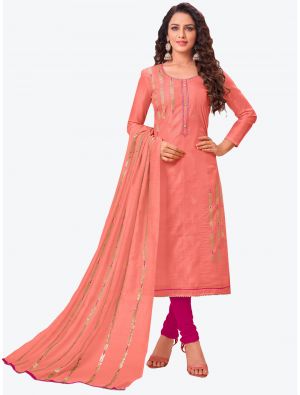 Peach Modal Silk Straight Suit with Dupatta small FABSL20158