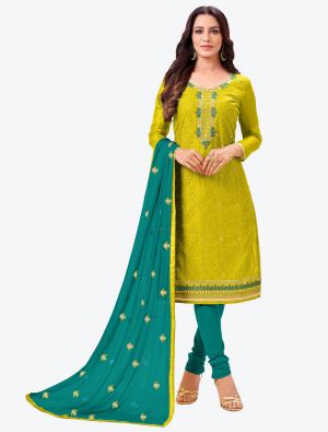 Pear Green Modal Silk Straight Suit with Dupatta small FABSL20146