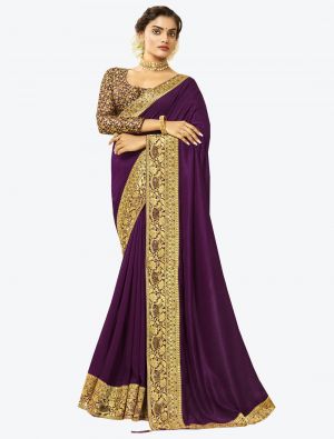 Purple Art Silk Designer Saree small FABSA20530