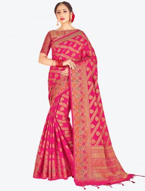 Rani Pink Banarasi Art Silk Designer Saree small FABSA20533