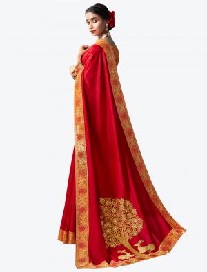 Red Art Silk Designer Saree small FABSA20509