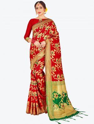 Red Banarasi Art Silk Designer Saree small FABSA20519