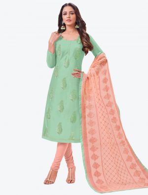 Sea Green Modal Silk Straight Suit with Dupatta small FABSL20144