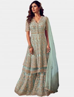 Baby Blue Net Sharara Suit with Dupatta small FABSL20202