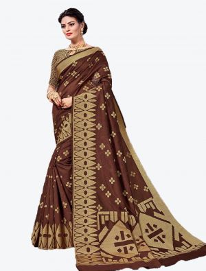 Brown Handloom Cotton Designer Saree small FABSA20620