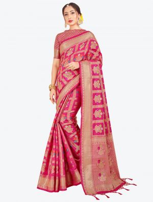 Dark Pink Banarasi Art Silk Designer Saree small FABSA20554