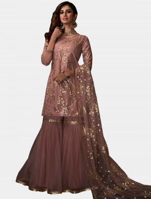 Dusty Pink Net Sharara Suit with Dupatta small FABSL20189
