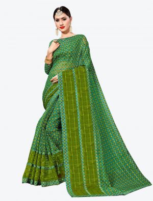 Green Kota Silk Designer Saree small FABSA20634
