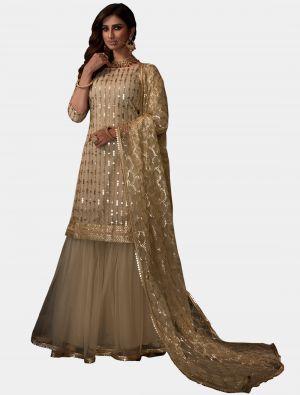 Off-White Net Sharara Suit with Dupatta small FABSL20188