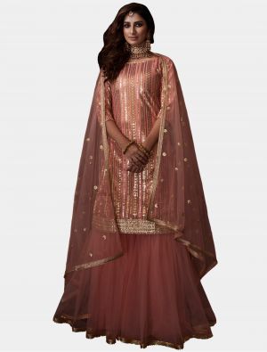 Peach Net Sharara Suit with Dupatta small FABSL20182