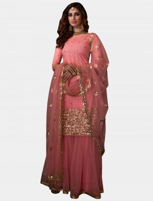 Pink Net Sharara Suit with Dupatta small FABSL20184